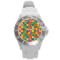 Background Colorful Abstract Round Plastic Sport Watch (l) by Simbadda