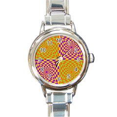 Pop Art Orange Background Round Italian Charm Watch by Simbadda