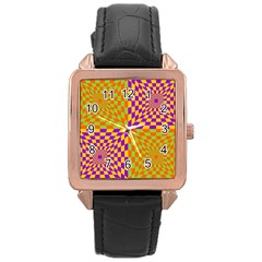 Pop Art Orange Background Rose Gold Leather Watch  by Simbadda