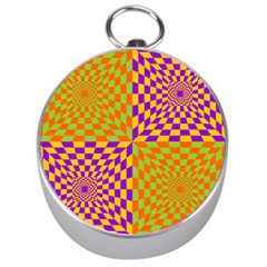 Pop Art Orange Background Silver Compasses by Simbadda