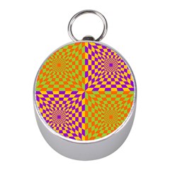 Pop Art Orange Background Mini Silver Compasses by Simbadda