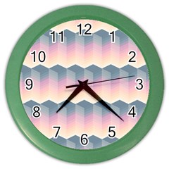 Seamless Pattern Background Block Color Wall Clock by Simbadda