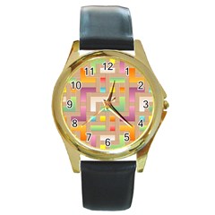 Abstract Background Colorful Round Gold Metal Watch