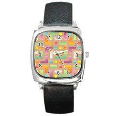 Abstract Background Colorful Square Metal Watch