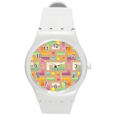 Abstract Background Colorful Round Plastic Sport Watch (M)