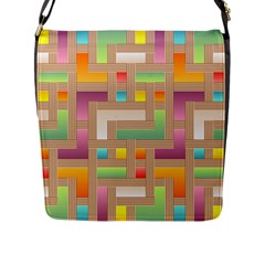 Abstract Background Colorful Flap Closure Messenger Bag (L)