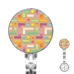 Abstract Background Colorful Stainless Steel Nurses Watch