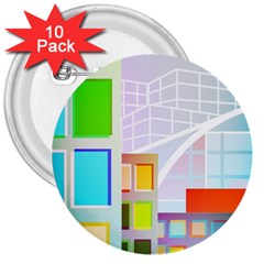 City Modern Business Skyscrapers 3  Buttons (10 Pack)  by Simbadda