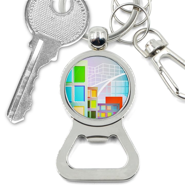 City Modern Business Skyscrapers Bottle Opener Key Chain