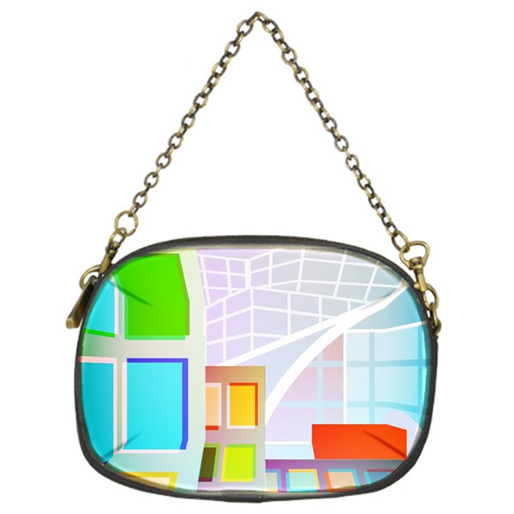 City Modern Business Skyscrapers Chain Purse (One Side)