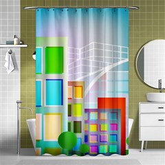 City Modern Business Skyscrapers Shower Curtain 48  X 72  (small)  by Simbadda