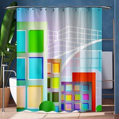 City Modern Business Skyscrapers Shower Curtain 60  X 72  (medium)  by Simbadda