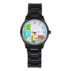 City Modern Business Skyscrapers Stainless Steel Round Watch by Simbadda