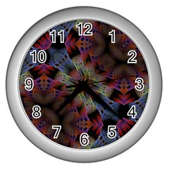 Animated Ornament Background Fractal Art Wall Clock (Silver)