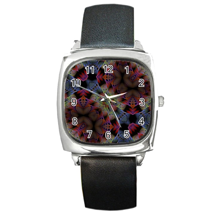 Animated Ornament Background Fractal Art Square Metal Watch