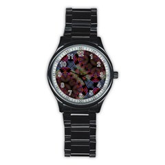 Animated Ornament Background Fractal Art Stainless Steel Round Watch