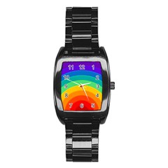 Rainbow Background Colorful Stainless Steel Barrel Watch by Simbadda