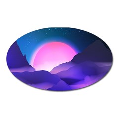 Mountain Sunrise Mountains Sunrise Oval Magnet by Simbadda