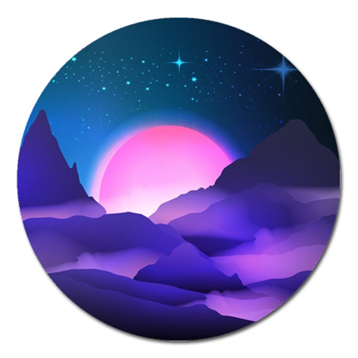 Mountain Sunrise Mountains Sunrise Magnet 5  (Round)