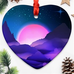 Mountain Sunrise Mountains Sunrise Heart Ornament (two Sides) by Simbadda