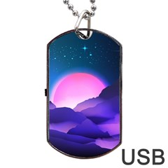 Mountain Sunrise Mountains Sunrise Dog Tag Usb Flash (one Side) by Simbadda