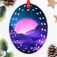 Mountain Sunrise Mountains Sunrise Oval Filigree Ornament (two Sides) by Simbadda