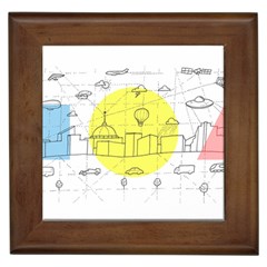 Urban City Skyline Sketch Framed Tiles by Simbadda