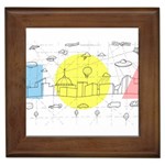 Urban City Skyline Sketch Framed Tiles Front