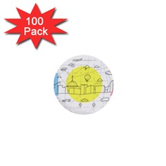 Urban City Skyline Sketch 1  Mini Buttons (100 Pack)  by Simbadda