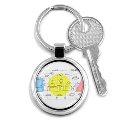 Urban City Skyline Sketch Key Chain (round) by Simbadda