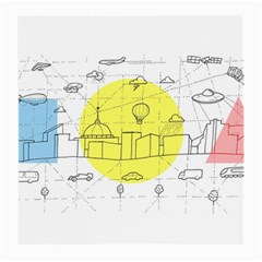 Urban City Skyline Sketch Medium Glasses Cloth (2 Sides) by Simbadda