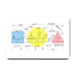 Urban City Skyline Sketch Small Doormat  by Simbadda