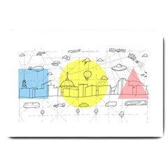 Urban City Skyline Sketch Large Doormat  by Simbadda