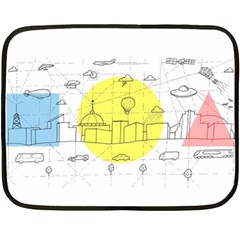 Urban City Skyline Sketch Fleece Blanket (mini) by Simbadda