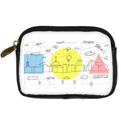 Urban City Skyline Sketch Digital Camera Leather Case