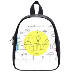 Urban City Skyline Sketch School Bag (small)