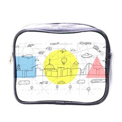 Urban City Skyline Sketch Mini Toiletries Bag (one Side) by Simbadda