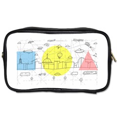 Urban City Skyline Sketch Toiletries Bag (one Side) by Simbadda