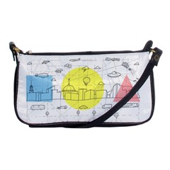 Urban City Skyline Sketch Shoulder Clutch Bag by Simbadda