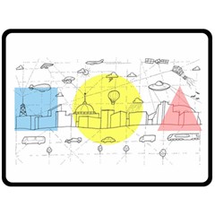 Urban City Skyline Sketch Fleece Blanket (large)  by Simbadda