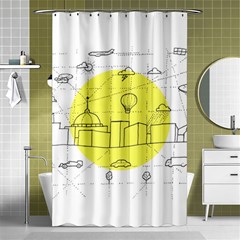 Urban City Skyline Sketch Shower Curtain 48  X 72  (small)  by Simbadda