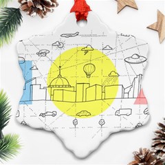 Urban City Skyline Sketch Ornament (snowflake) by Simbadda