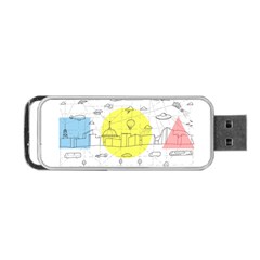 Urban City Skyline Sketch Portable Usb Flash (one Side) by Simbadda