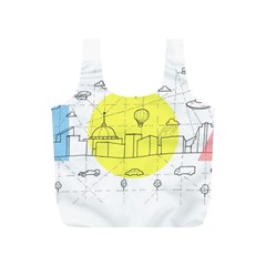 Urban City Skyline Sketch Full Print Recycle Bag (s) by Simbadda