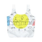 Urban City Skyline Sketch Full Print Recycle Bag (M) Back