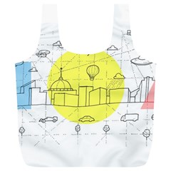 Urban City Skyline Sketch Full Print Recycle Bag (xl) by Simbadda