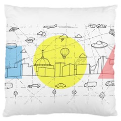 Urban City Skyline Sketch Standard Flano Cushion Case (one Side) by Simbadda