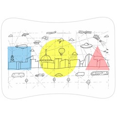 Urban City Skyline Sketch Velour Seat Head Rest Cushion by Simbadda