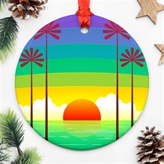 Seaside Sunrise Colorful Ocean Sea Ornament (round) by Simbadda