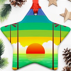 Seaside Sunrise Colorful Ocean Sea Ornament (star) by Simbadda